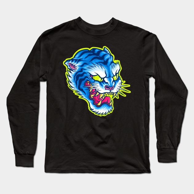 Japanese Blue Tiger Long Sleeve T-Shirt by orozcodesign